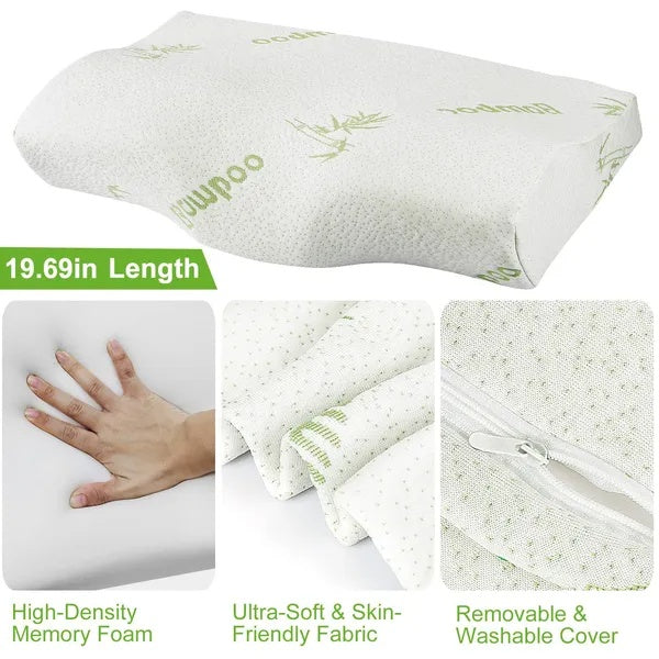 Bamboo Memory Foam Sleep Pillow Contoured Cervical Orthopedic Pillow Neck Breath Pillow