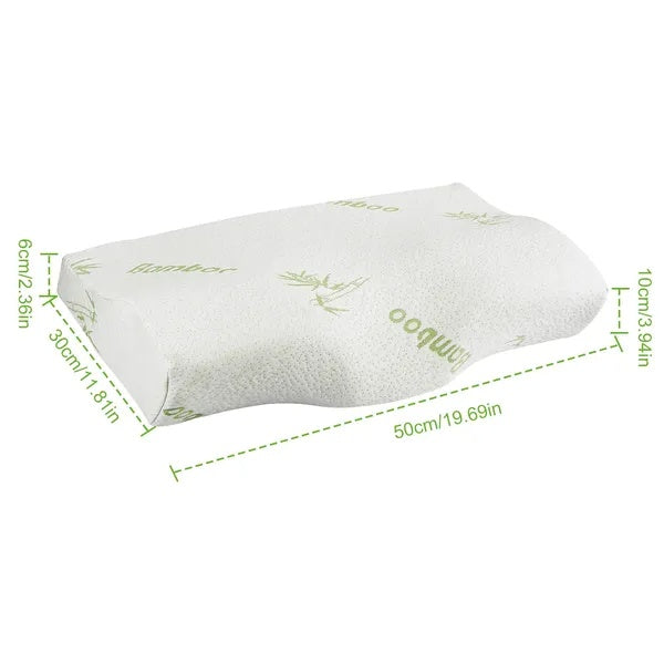 Bamboo Memory Foam Sleep Pillow Contoured Cervical Orthopedic Pillow Neck Breath Pillow