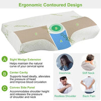 Bamboo Memory Foam Sleep Pillow Contoured Cervical Orthopedic Pillow Neck Breath Pillow